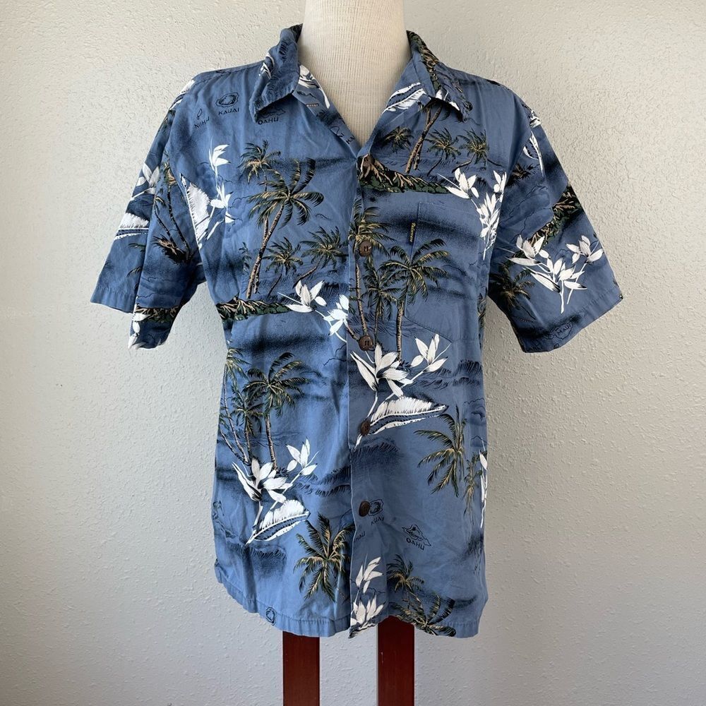 Palmwave Hawaiian Short Sleeve Button Down Shirt Size M